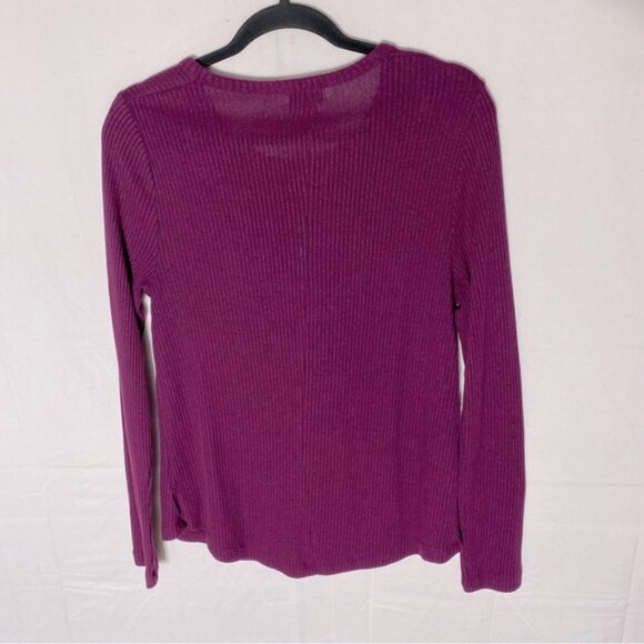 Old Navy Burgundy Winter Wine Plush Ribbed Long Sleeve Crew Neck Tee L - Picture 14 of 15